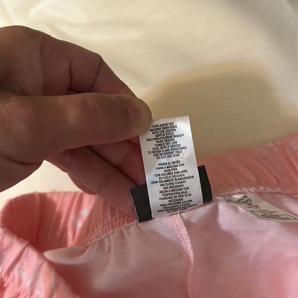 Eddie Bauer 14/16 L Kids Forest Animals Pink White Pajama Jogger Pants Bottom